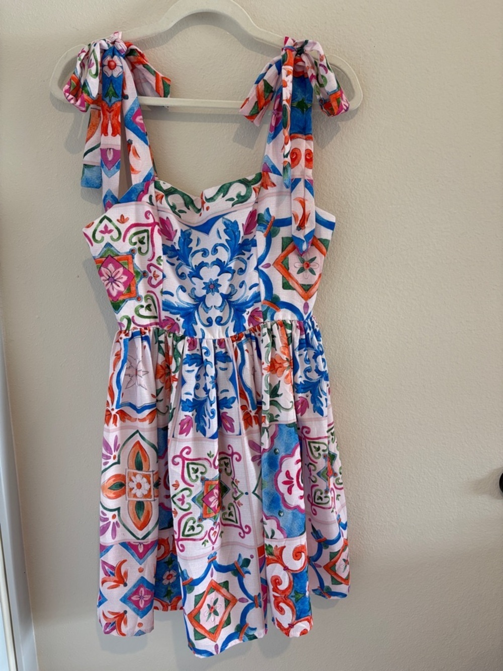 Multicolor Tie-Shoulder Sundress